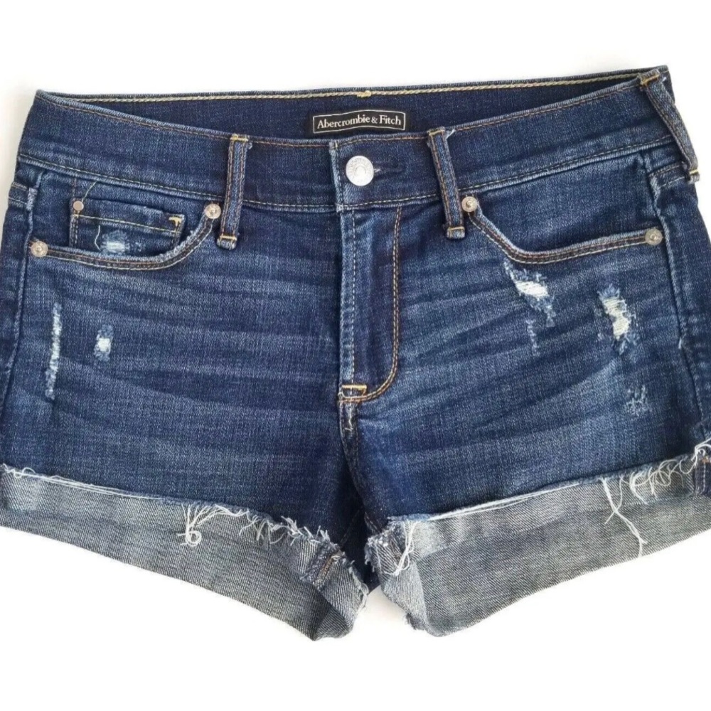 Abercrombie Distressed Shorts (Dark Wash). (Size 00)